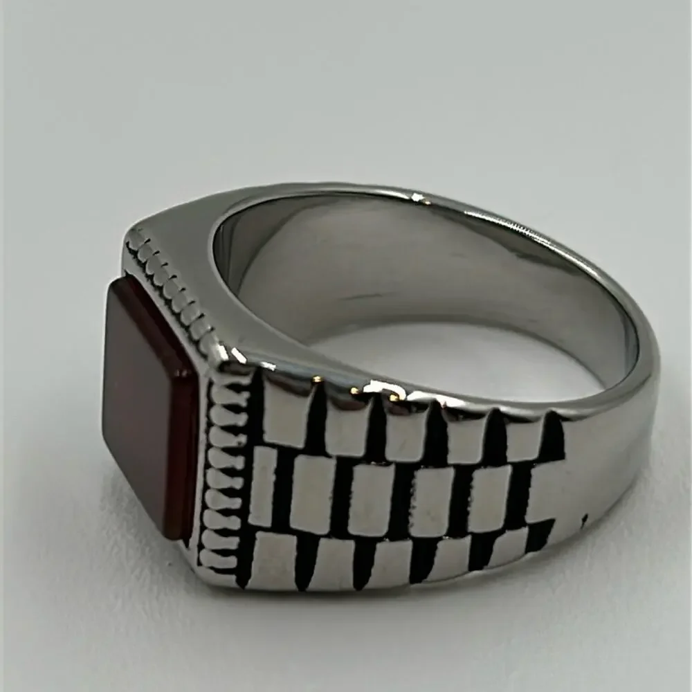Red Onyx Natural Stone Handmade Men's Ring Size 13.5 NWT
